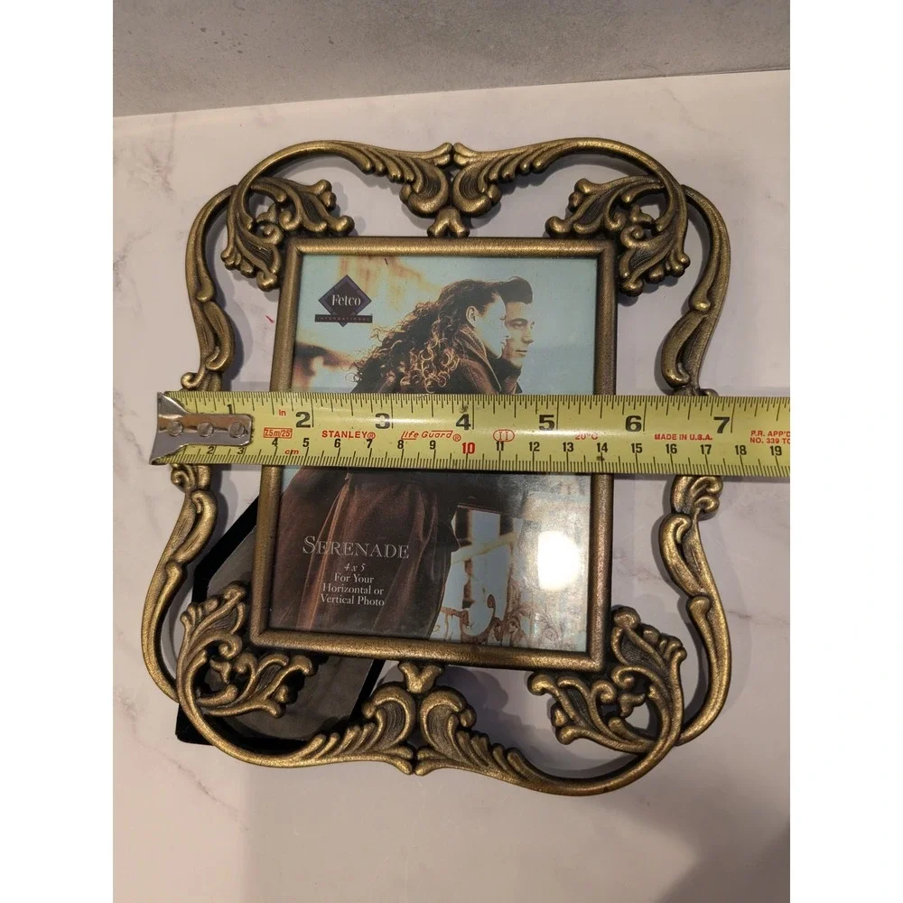 Fetco International Serenade Gold Ornate Filigree 4x5 Picture Frame Vintage